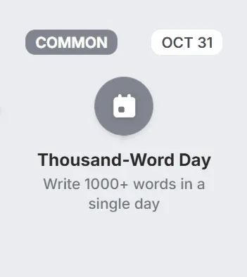 Achievement for 1000+ words written in a single day
