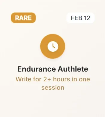 Achievement for writing a 2+ hour long session