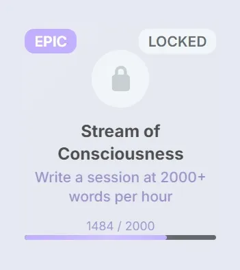 Achievement for writing 2000+ words per hour
